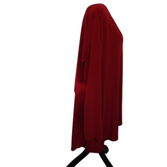 Kate & Mallory Burgundy V-Neck Cold Shoulder Tunic Top With Chain Detail 3X Poly - Picture 5 of 7